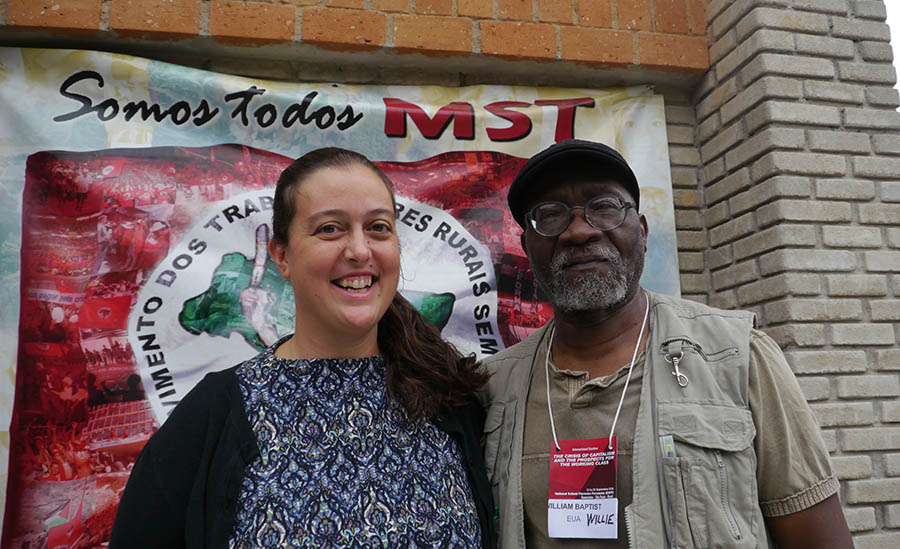Liz Theoharis and Willie Baptist at the Florestan Fernandez National School in Brazil.